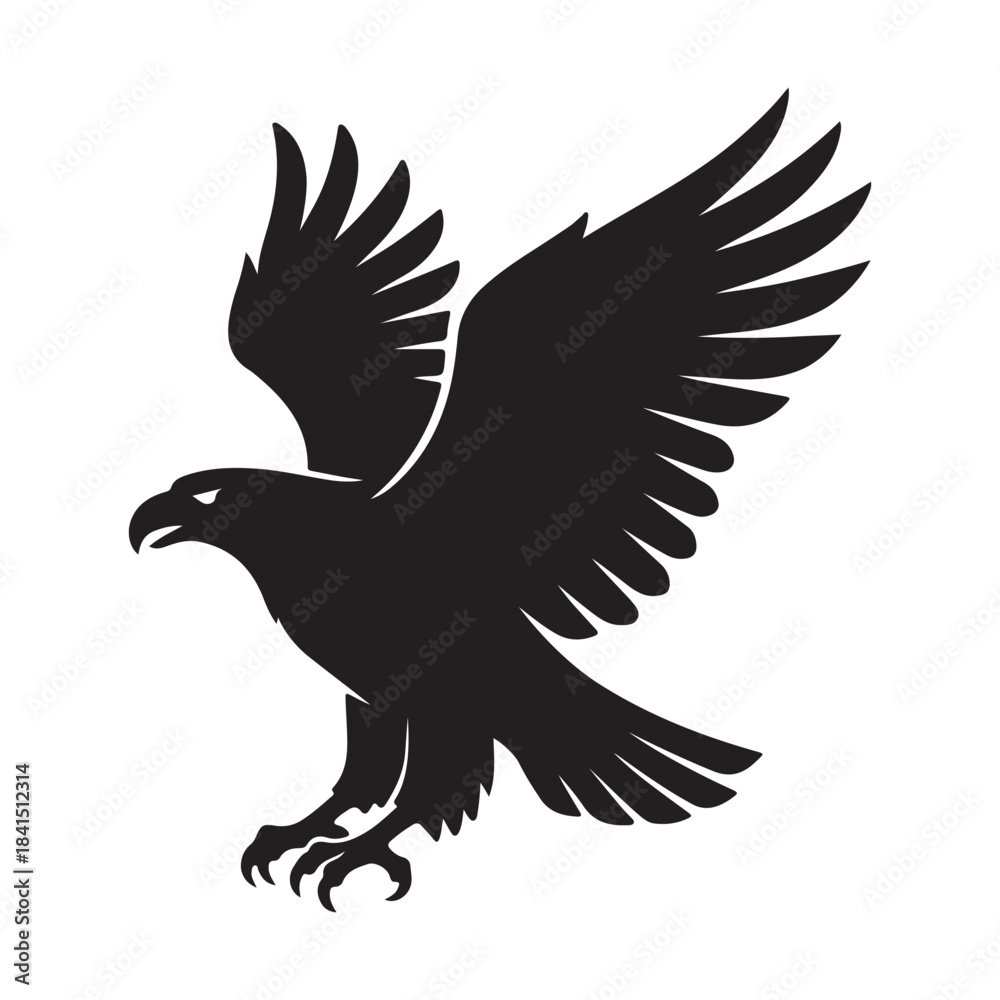 Fototapeta premium Eagle flying silhouette vector illustration in a simple artistic style