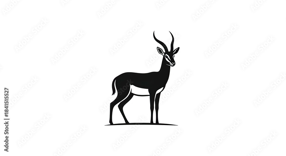 Obraz premium Elegant Black Silhouette of an Impala on White Background.