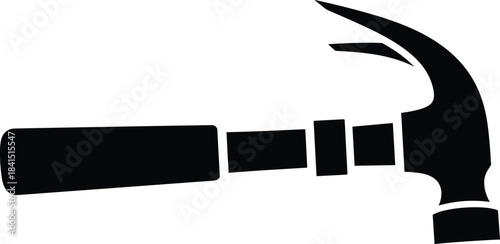 Claw Hammer Vector Silhouette: Essential Home Improvement Tool, Construction, Carpentry, Repair, Do-It-Yourself, Hardware Store, Black and White Icon, Professional Trade, Building Industry Equipment.