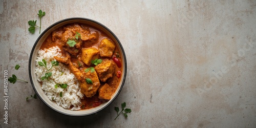 Fish curry served with rice, protein-rich meal, suitable for meal preparation, World Food Day