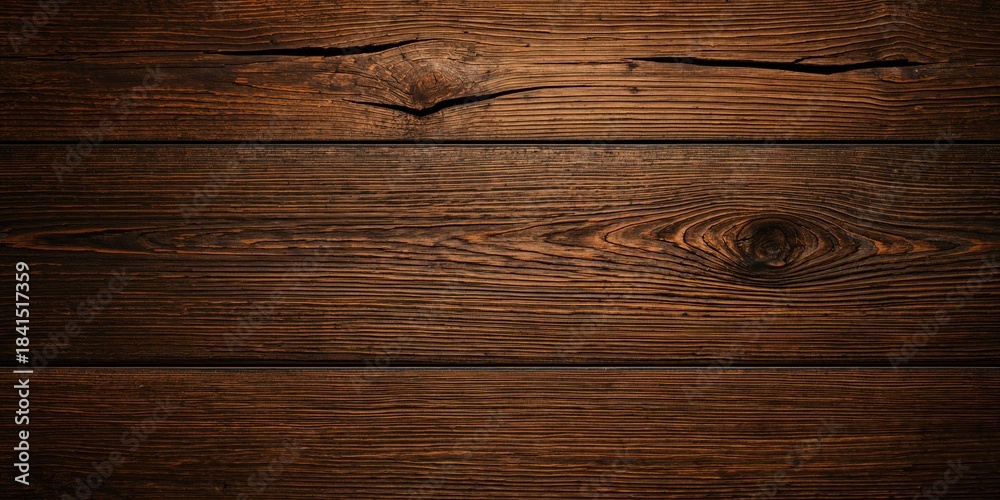 Naklejka premium Brown wood plank surface used as a background for UI or editorial elements, seasonal change