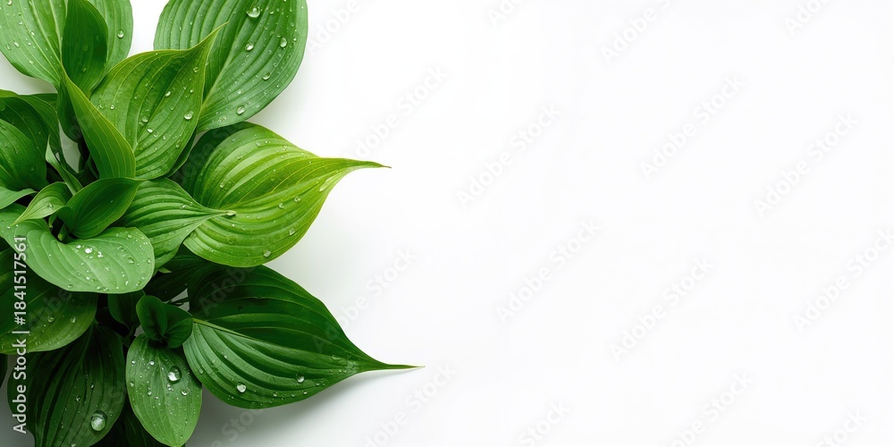 Fototapeta premium Hostas leaves isolated on white background, suitable for botanical illustrations or plant identification