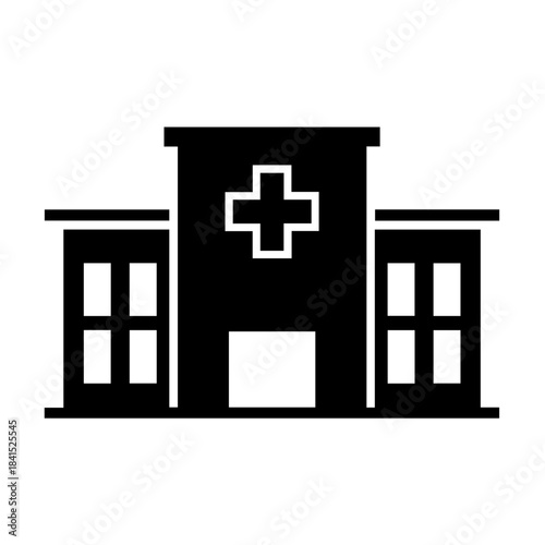 Black and white vector illustration of a Japanese temple icon with a wooden door and traditional architecture design