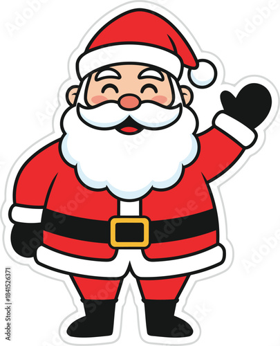 Beloved cartoon Santa Claus character happily waving a joyful greeting during the magical Christmas holiday season