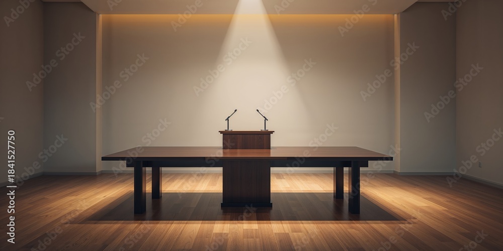 Obraz premium Office conference table with organized space for team discussions and planning, productivity