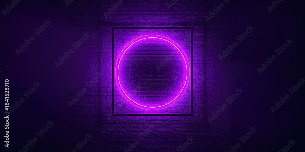 Fototapeta premium Contemporary purple-lit circular frame serving as a UI backdrop for digital interfaces or editorial headers