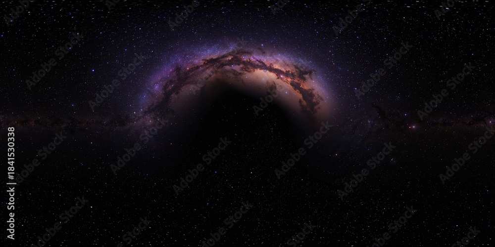 Obraz premium Equirectangular projection of a space nebula with stars, used as an environment map in 3D modeling, galaxy backdrop for scenes