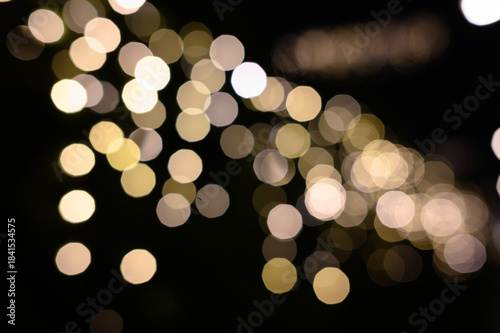 Blurry defocused lights in night time. Blurred background.