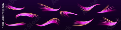 Magic sparkle ribbons flow like liquid light, twisting and turning dynamically. Motion radiates energy vividly. Great for sci-fi and fantasy art.