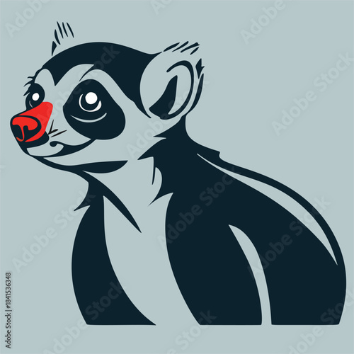 Cute cartoon vector illustration of a ring-tailed lemur