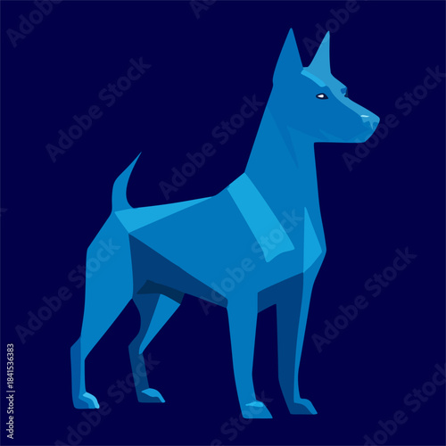 Vector colorful cartoon illustration of a polygonal dog, poly-art