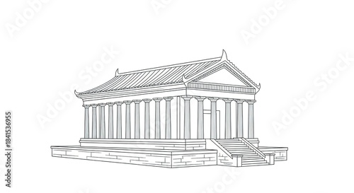 black and white temple building outline clip art preview
