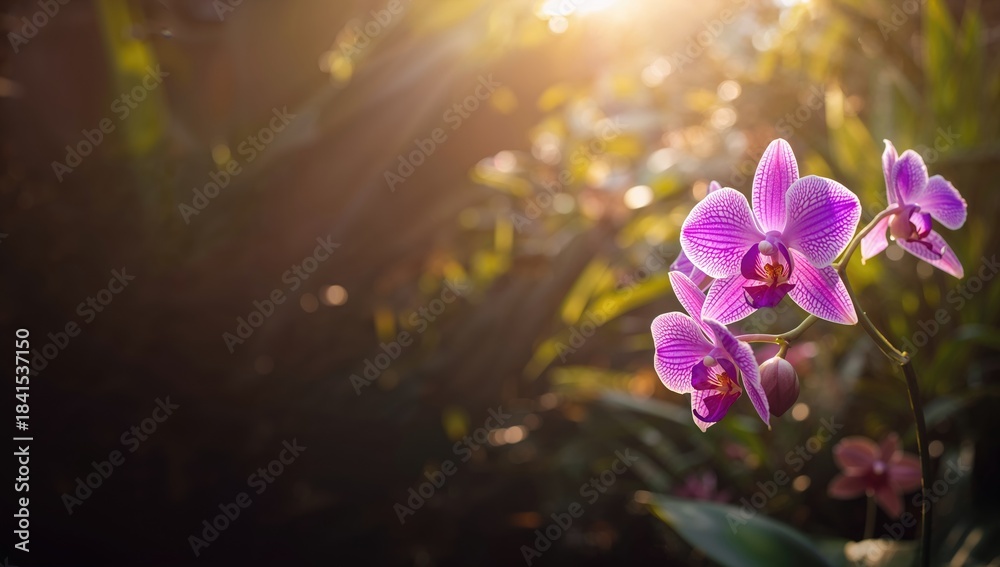 Fototapeta premium Colorful hybrid orchid featuring vivid petals, ideal for botanical collections and floral design