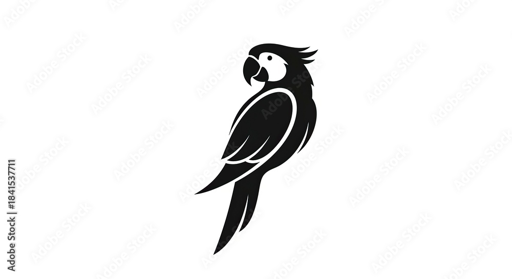 Fototapeta premium Elegant Parrot Silhouette - A Striking Avian Design for Creative Projects.