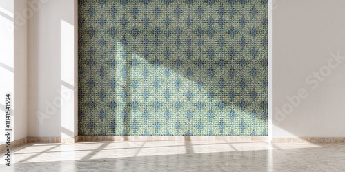 Interior wall featuring azulejos with rhombus patterns, suitable as a background for text and layout, Earth Day
