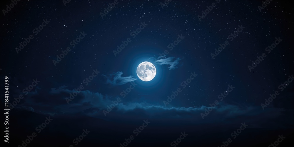 Obraz premium Full moon illuminating the night sky, serving as a natural light source for nighttime observation
