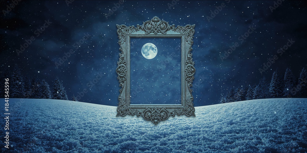 Obraz premium Vintage Christmas night setting for greeting card or background, holiday celebration theme