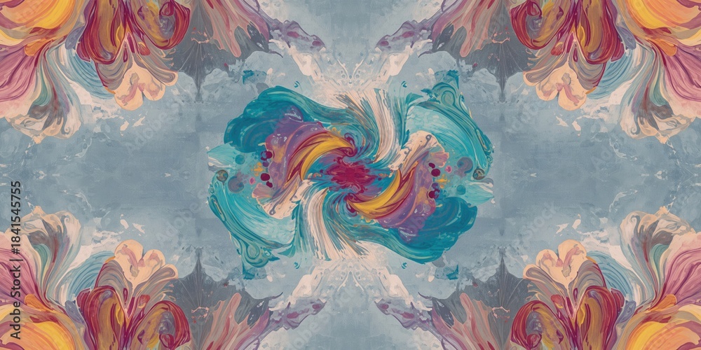 Obraz premium Vibrant kaleidoscope and neon abstract designs created with colorful watercolor effects and alcohol inks, suitable for background use