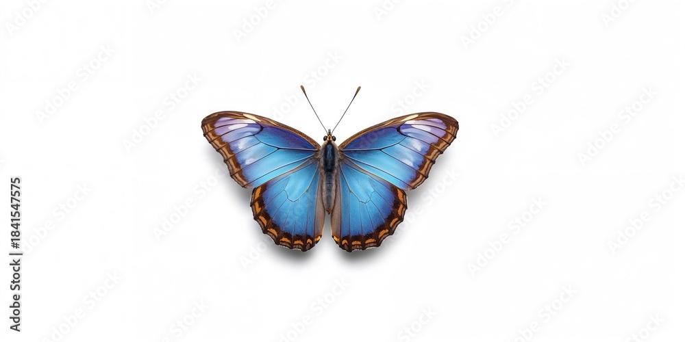 Obraz premium Blue butterfly isolated on white background, suitable for nature-themed layout design, Earth Day