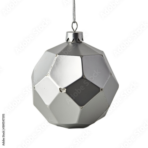 Minimalist Hexagonal Christmas Ornament Brushed Silver Isolated HD