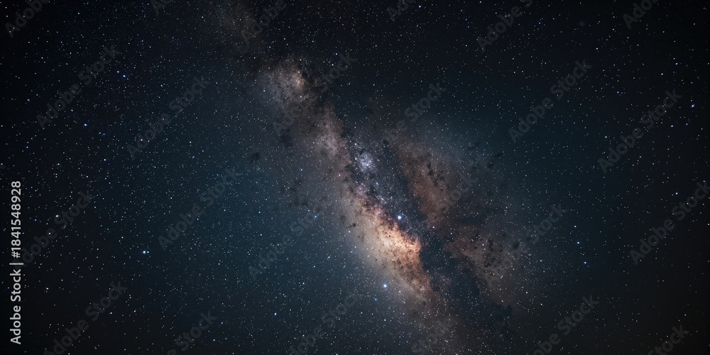 Obraz premium Milkyway galaxy captured with a 35mm lens, natural star field for astrophotography enthusiasts