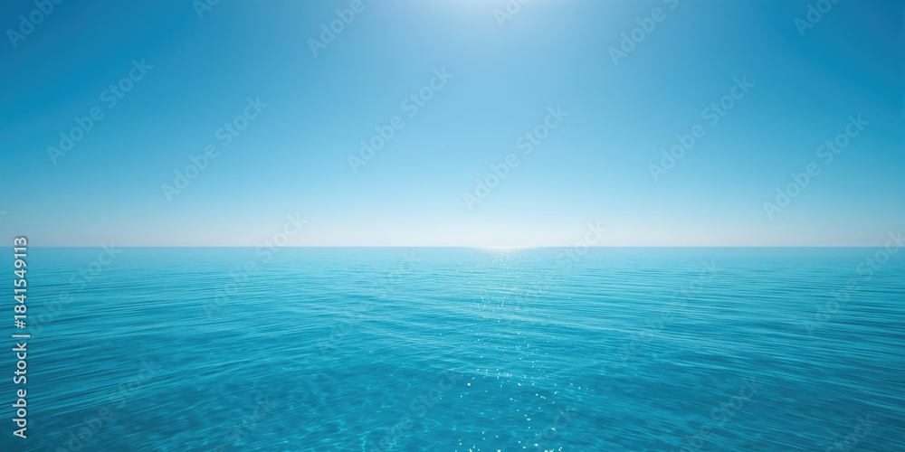 Obraz premium Serene ocean and clear blue sky backdrop serving as a visual for editorial headers