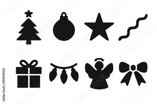 Festive Tree Icons. Festive tree icons. Filled icon set of Festive tree icons: Christmas tree, ornament, star,