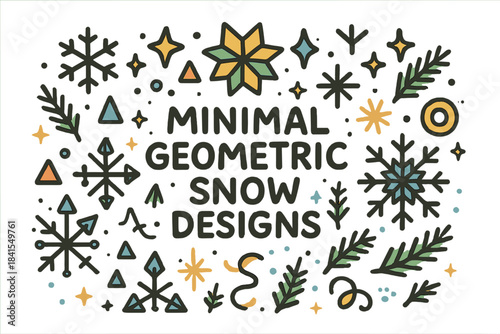 Minimal Geometric Snow Designs. Minimal geometric snow designs. Hand-drawn doodle illustration of Minimal