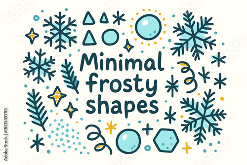 Minimal Frosty Patterns. Minimal frosty shapes. Hand-drawn doodle illustration of Minimal frosty shapes.