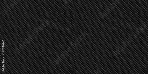 Black canvas fabric seamless background texture. Dark textile cloth used for shoes, clothing, bags and furniture material.