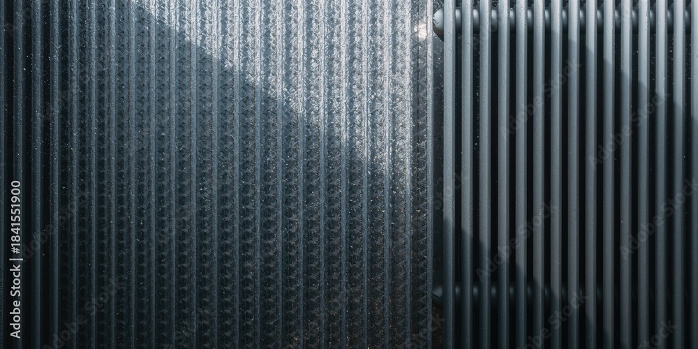 Fototapeta premium Grey grungy metal mesh with radiator behind used as background for text layout