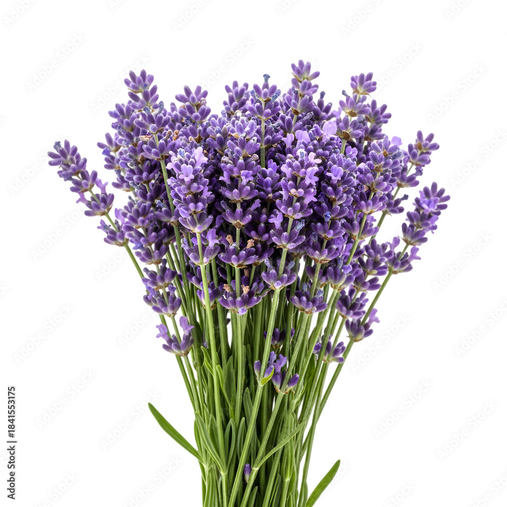 Fototapeta premium Fresh lavender bouquet isolated floral arrangement detailed close up isolated on transparent background