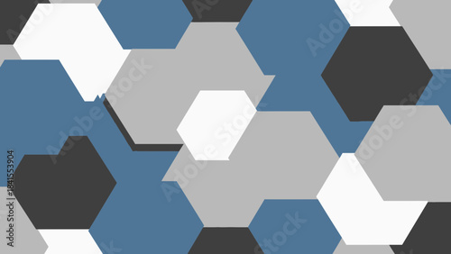 Blue gray and white hexagons pattern background with black accents