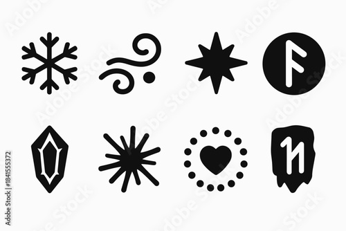 Winter Spell Icons. Winter spell icons. Filled icon set of winter spell icons: frost spell, snow swirl,