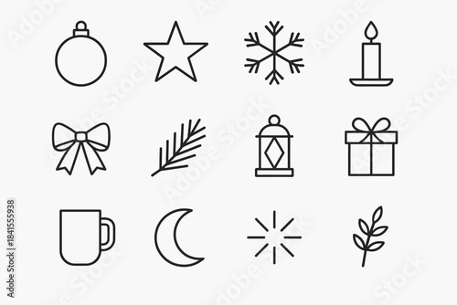 Neutral Festive Icons. Culturally neutral festive set. Line outline icon set of Culturally neutral festive set