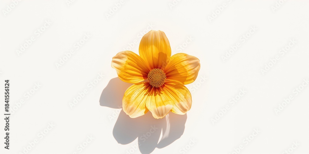 Obraz premium Close-up of Wedelia flower on a white backdrop highlighting vibrant petals for botanical study, Earth Day