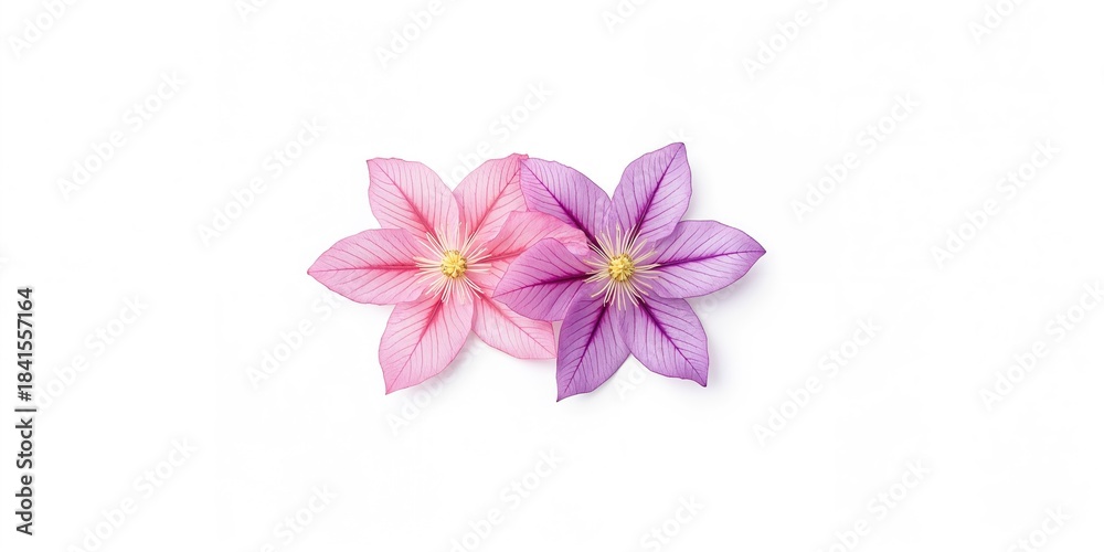 Obraz premium Clematis flowers, isolated on white, used as a floral motif for background design