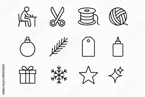Seasonal Crafting Icons. Seasonal crafting station. Line outline icon set of Seasonal crafting station: