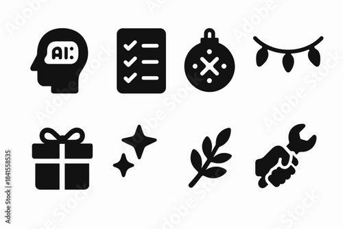 Festive Smart Assistant Icons. Smart assistants for festivities. Filled icon set of smart assistants for