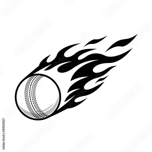 Cricket ball flying through flames