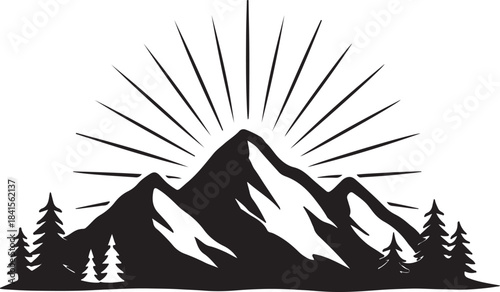  vintage mountain Silhouette