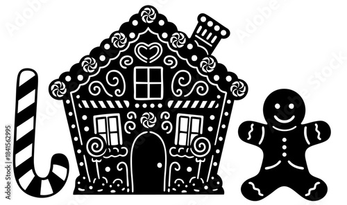 Deluxe Gingerbread House Scene — Candy Cane & Ginger Man Set