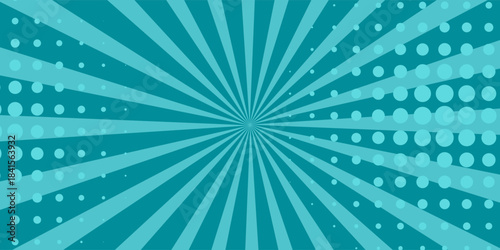 Blue Manga anime action frame lines with halftones. Pop art retro background with exploding rays of lightning comic style, vector illustration.