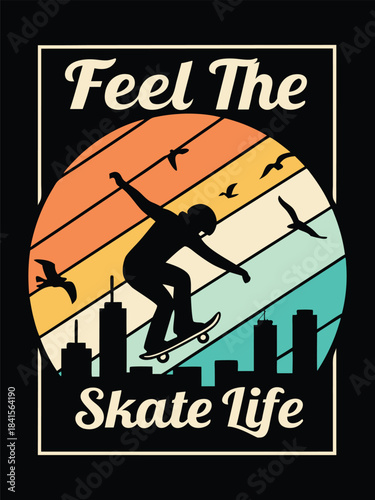 Stylized Skateboarder Illustration | Modern Vector Art EPS
