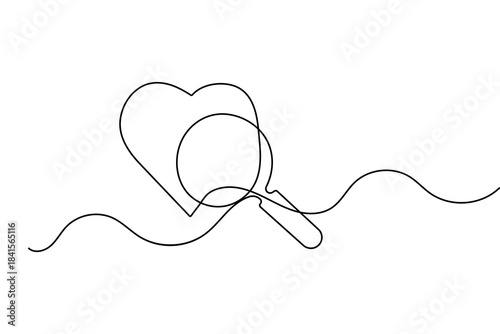 Search icon simple continuous one line drawing minimal outline vector illustration clean modern design