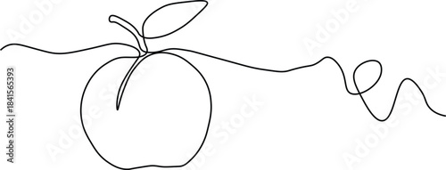 Plum fruit in continuous line art drawing 
