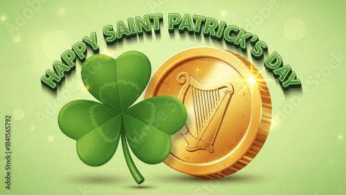 Saint patrick's day celebration with shamrock and gold coin design for festive decor