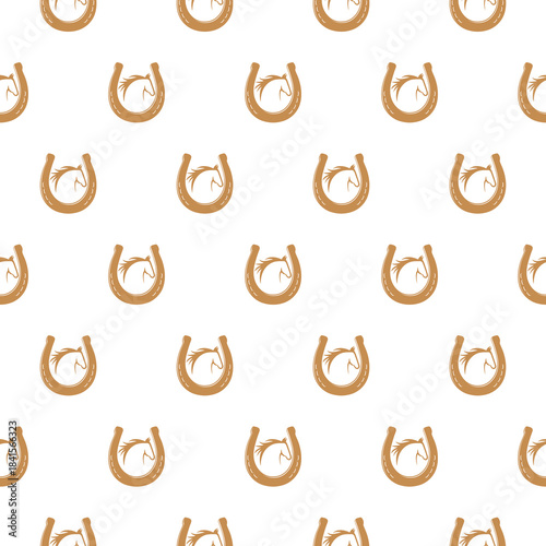 Horse and horseshoe seamless pattern isolated on white background