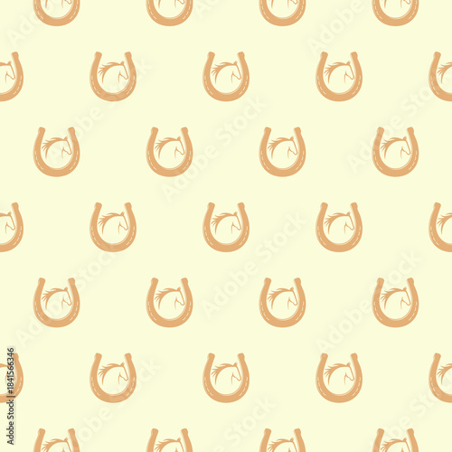 Horse and horseshoe seamless pattern isolated on white background