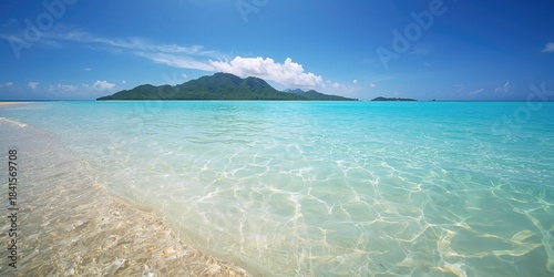 Fototapeta Naklejka Na Ścianę i Meble -  Tropical beach water background used for text overlays and layout design, summer holiday